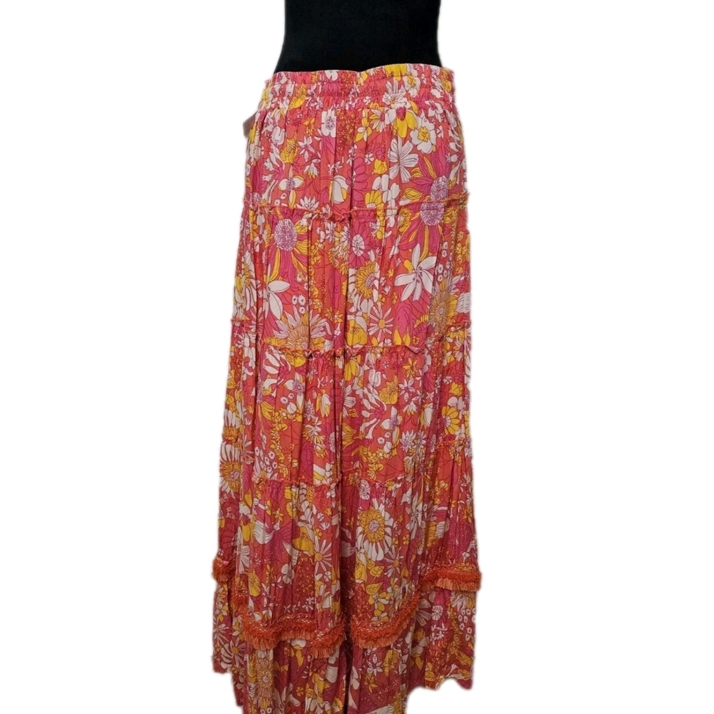 Floral Maxi Skirt in Orange mutlicolor-Size Medium - Picture 5 of 16